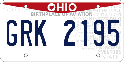 OH license plate GRK2195