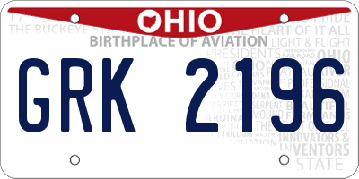 OH license plate GRK2196