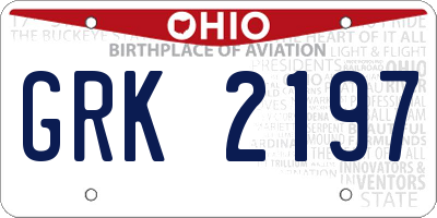 OH license plate GRK2197