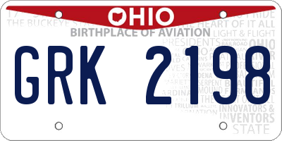 OH license plate GRK2198