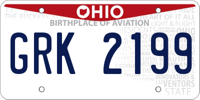 OH license plate GRK2199