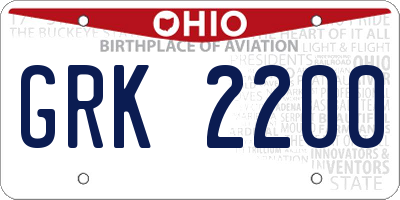 OH license plate GRK2200