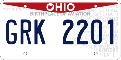 OH license plate GRK2201