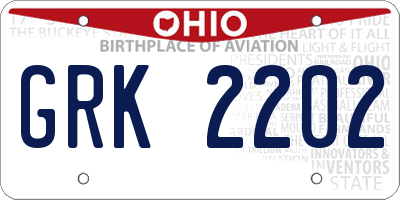 OH license plate GRK2202