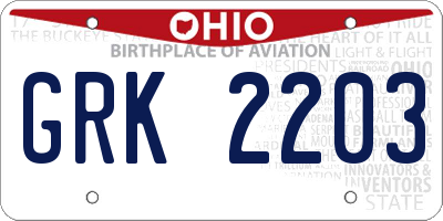 OH license plate GRK2203