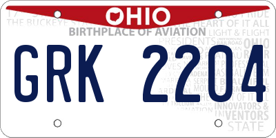 OH license plate GRK2204