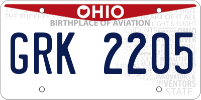 OH license plate GRK2205