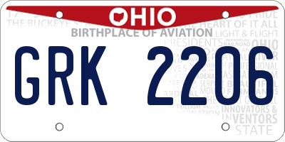 OH license plate GRK2206