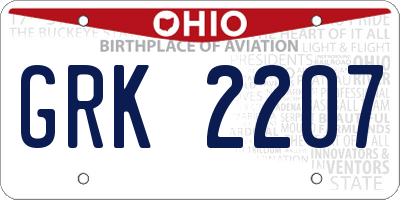 OH license plate GRK2207