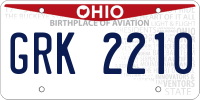 OH license plate GRK2210