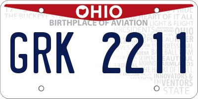 OH license plate GRK2211