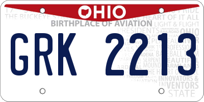 OH license plate GRK2213