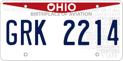 OH license plate GRK2214