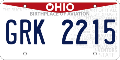 OH license plate GRK2215