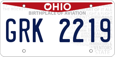 OH license plate GRK2219