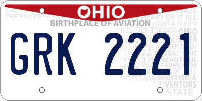 OH license plate GRK2221