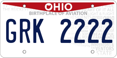 OH license plate GRK2222