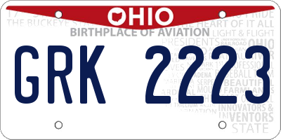 OH license plate GRK2223