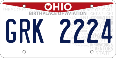 OH license plate GRK2224