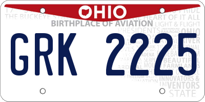 OH license plate GRK2225