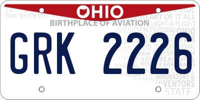 OH license plate GRK2226