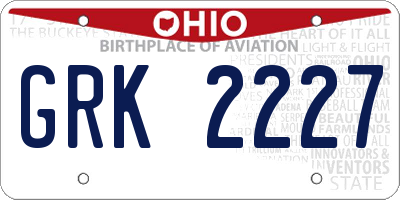 OH license plate GRK2227