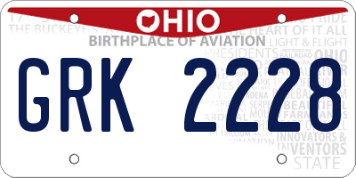 OH license plate GRK2228