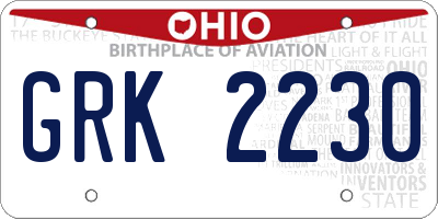 OH license plate GRK2230