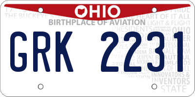 OH license plate GRK2231