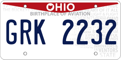 OH license plate GRK2232