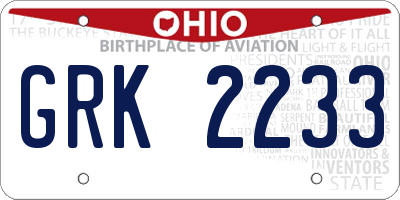 OH license plate GRK2233