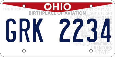 OH license plate GRK2234