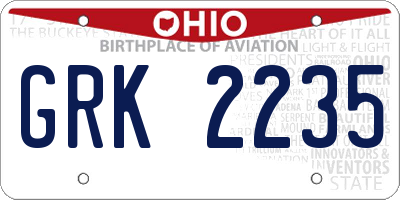 OH license plate GRK2235