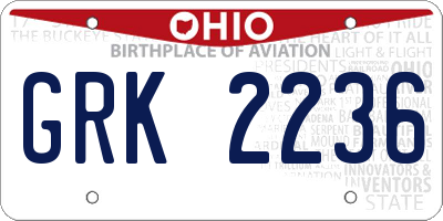 OH license plate GRK2236