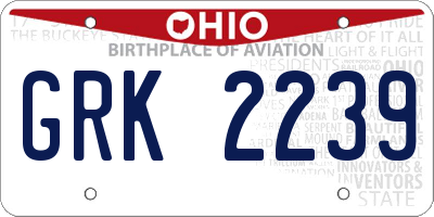 OH license plate GRK2239