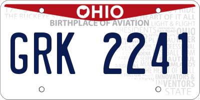 OH license plate GRK2241