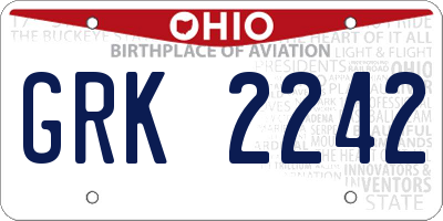 OH license plate GRK2242