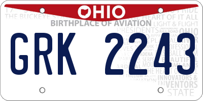 OH license plate GRK2243