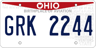 OH license plate GRK2244