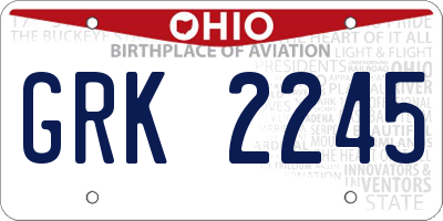 OH license plate GRK2245