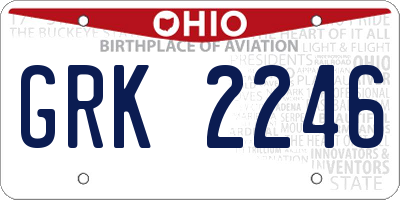 OH license plate GRK2246