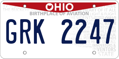 OH license plate GRK2247