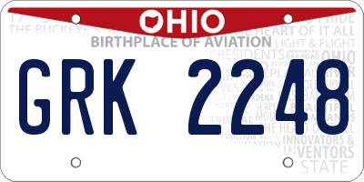 OH license plate GRK2248