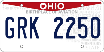 OH license plate GRK2250