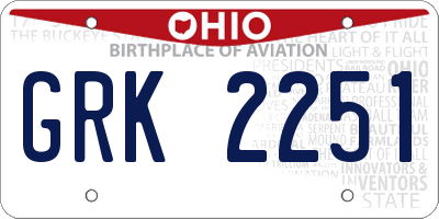 OH license plate GRK2251