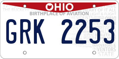 OH license plate GRK2253