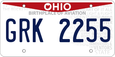 OH license plate GRK2255