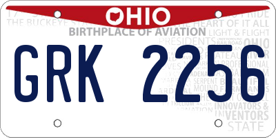 OH license plate GRK2256