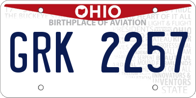 OH license plate GRK2257