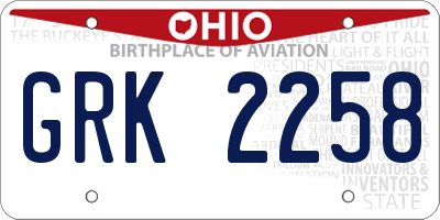 OH license plate GRK2258